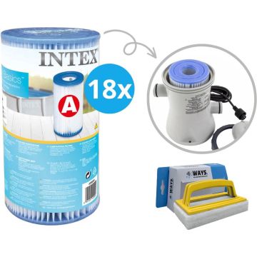 Intex - A filters - 18 stuks - Geschikt voor filterpomp 28604GS/28638GS/28636GS &amp; WAYS scrubborstel