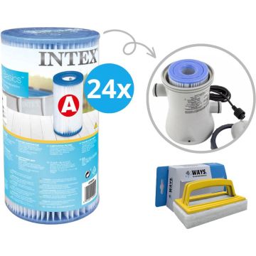 Intex - A filters - 24 stuks - Geschikt voor filterpomp 28604GS/28638GS/28636GS &amp; WAYS scrubborstel