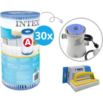 Intex - A filters - 30 stuks - Geschikt voor filterpomp 28604GS/28638GS/28636GS &amp; WAYS scrubborstel