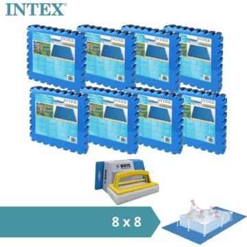 Intex - Zwembadtegels - 8 verpakkingen van 8 tegels - 16m² &amp; WAYS scrubborstel