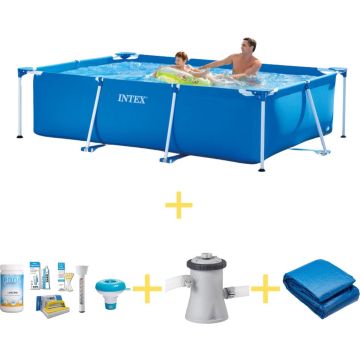 Intex Zwembad - Frame Pool - 260 x 160 x 65 cm - Inclusief WAYS Onderhoudspakket, Filterpomp &amp; Grondzeil