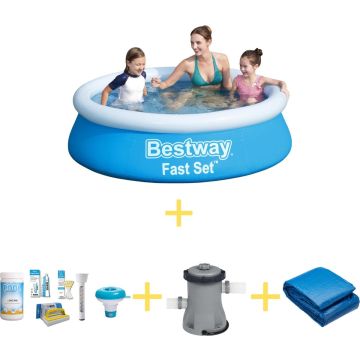 Bestway Zwembad - Fast Set - 183 x 51 cm - Inclusief WAYS Onderhoudspakket, Filterpomp &amp; Grondzeil