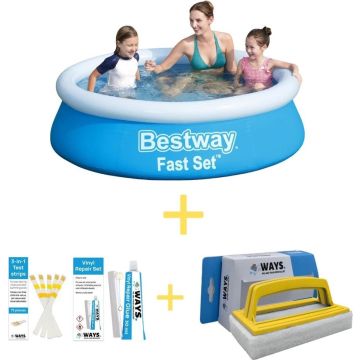 Bestway Zwembad - Fast Set - 183 x 51 cm - Inclusief Reparatiesetje &amp; 75 Teststrips &amp; Scrubborstel