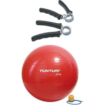 Tunturi - Fitness Set - Knijphalters 2 stuks - Gymball Rood 55 cm