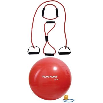 Tunturi - Fitness Set - Tubing Set Rood - Gymball Rood 55 cm