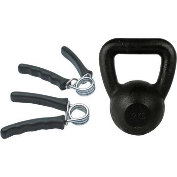 Tunturi - Fitness Set - Knijphalters 2 stuks - Kettlebell 12 kg