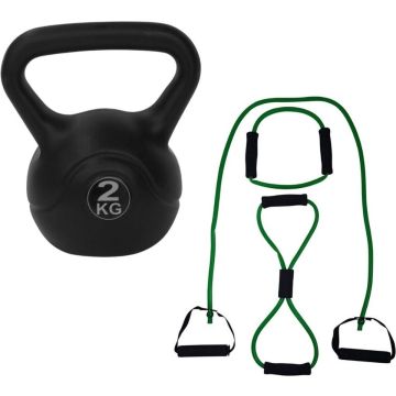 Tunturi - Fitness Set - Tubing Set Groen - Kettlebell 2 kg