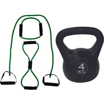 Tunturi - Fitness Set - Tubing Set Groen - Kettlebell 4 kg