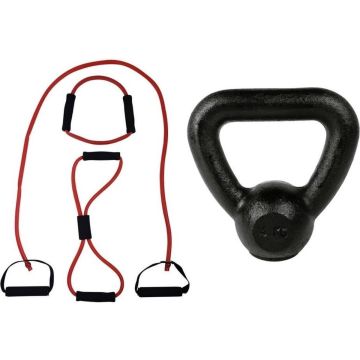 Tunturi - Fitness Set - Tubing Set Rood - Kettlebell 4 kg
