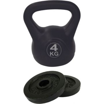 Tunturi - Fitness Set - Halterschijven 2 x 1,25 kg - Kettlebell 4 kg