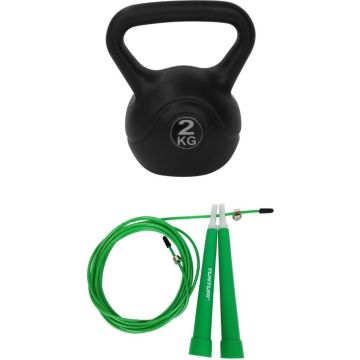Tunturi - Fitness Set - Springtouw Groen - Kettlebell 2 kg