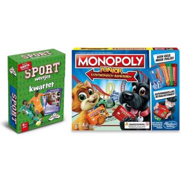 Spellenbundel - 2 Stuks - Kwartet Sport Weetjes &amp; Monopoly Junior Elektronisch Bankieren