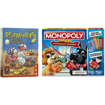 Spellenbundel - 2 Stuks - Regenwormen Junior &amp; Monopoly Junior Elektronisch Bankieren