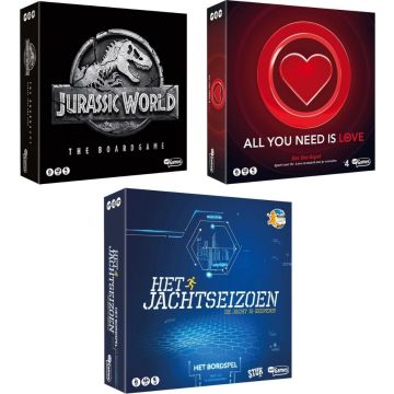 Spellenbundel - 3 Stuks - Jurassic World the boardgame &amp; All You Need Is Love Bordspel &amp; Temptation Island