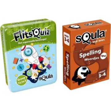 Spellenbundel - Squla - 2 stuks - Flitsquiz Groep 1 2 3 - Spelling Kaartspel (Groep 3&amp;4)