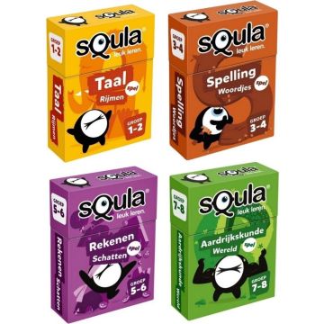Spellenbundel - Squla - 4 stuks - Groep 1 t/m 8 - Taal, Spelling, Rekenen &amp; Aardijkskunde