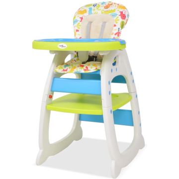 Decoways - Kinderstoel met blad 3-in-1 verstelbaar blauw en groen