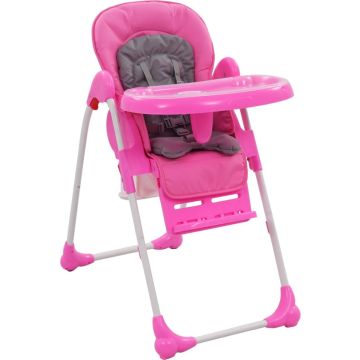 Decoways - Kinderstoel hoog roze en grijs