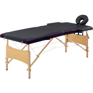 Decoways - Massagetafel inklapbaar 2 zones hout zwart