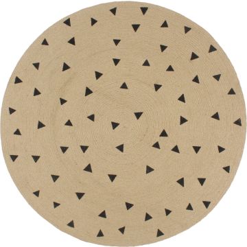Decoways - Vloerkleed handgemaakt met driehoek print 150 cm jute