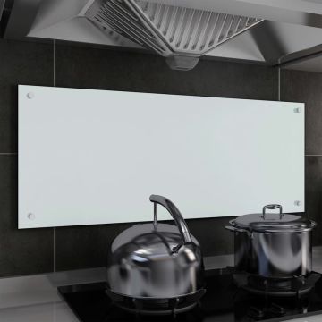 Decoways - Spatscherm keuken 100x40 cm gehard glas wit