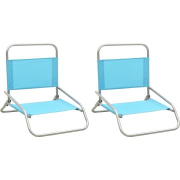 Decoways - Strandstoelen 2 stuks inklapbaar stof turquoise