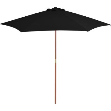 Decoways - Parasol met houten paal 270 cm zwart