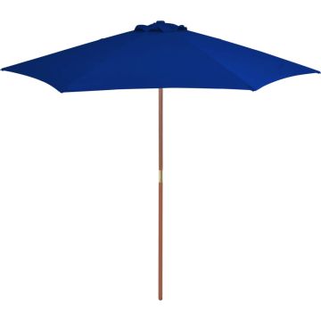 Decoways - Parasol met houten paal 270 cm blauw