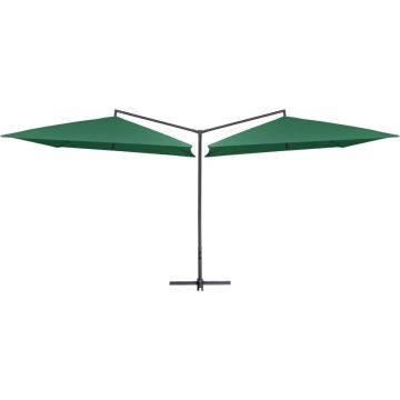 Decoways - Parasol dubbel met stalen paal 250x250 cm groen