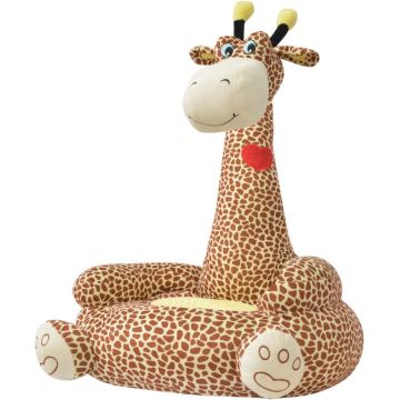 Decoways - Kinderstoel pluche giraffe bruin