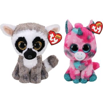 Ty - Knuffel - Beanie Boo's - Gumball Unicorn &amp; Linus Lemur