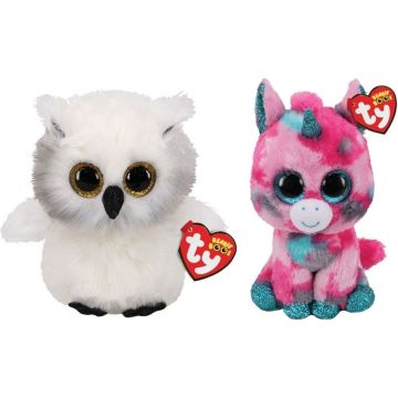 Ty - Knuffel - Beanie Boo's - Gumball Unicorn &amp; Austin Owl