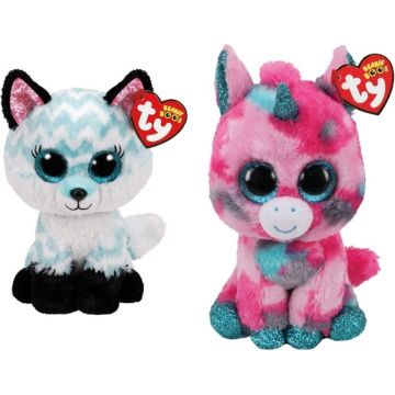 Ty - Knuffel - Beanie Boo's - Gumball Unicorn &amp; Atlas Fox