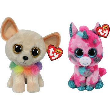 Ty - Knuffel - Beanie Boo's - Gumball Unicorn &amp; Chewey Chihuahua