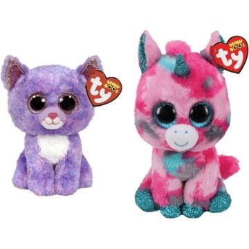 Ty - Knuffel - Beanie Boo's - Gumball Unicorn &amp; Cassidy Cat