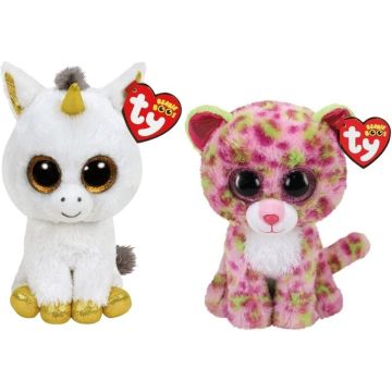 Ty - Knuffel - Beanie Boo's - Pegasus Unicorn &amp; Lainey Leopard