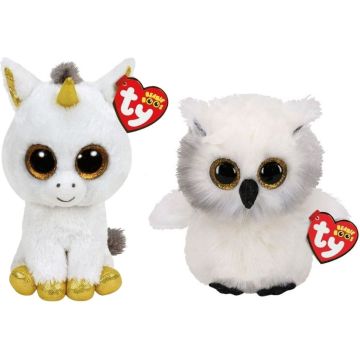 Ty - Knuffel - Beanie Boo's - Pegasus Unicorn &amp; Austin Owl