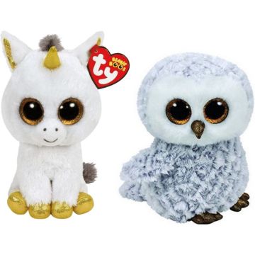 Ty - Knuffel - Beanie Boo's - Pegasus Unicorn &amp; Owlette Owl