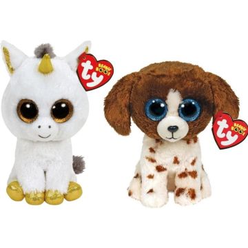 Ty - Knuffel - Beanie Boo's - Pegasus Unicorn &amp; Muddles Dog