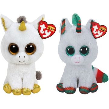 Ty - Knuffel - Beanie Boo's - Pegasus Unicorn &amp; Christmas Unicorn