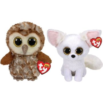 Ty - Knuffel - Beanie Boo's - Percy Owl &amp; Phoenix Fox