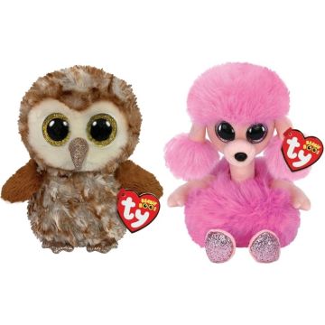 Ty - Knuffel - Beanie Boo's - Percy Owl &amp; Camilla Poodle