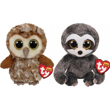 Ty - Knuffel - Beanie Boo's - Percy Owl &amp; Dangler Sloth