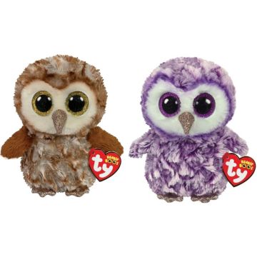Ty - Knuffel - Beanie Boo's - Percy Owl &amp; Moonlight Owl