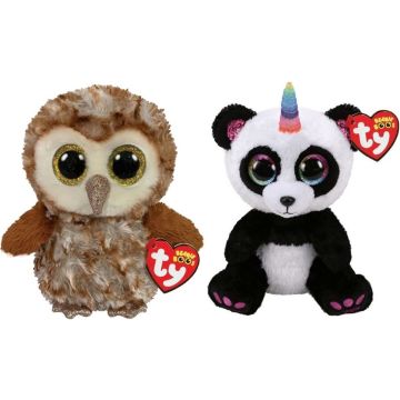 Ty - Knuffel - Beanie Boo's - Percy Owl &amp; Paris Panda