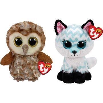 Ty - Knuffel - Beanie Boo's - Percy Owl &amp; Atlas Fox