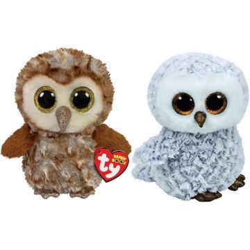 Ty - Knuffel - Beanie Boo's - Percy Owl &amp; Owlette Owl