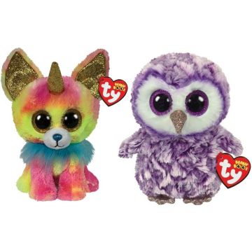 Ty - Knuffel - Beanie Boo's - Yips Chihuahua &amp; Moonlight Owl