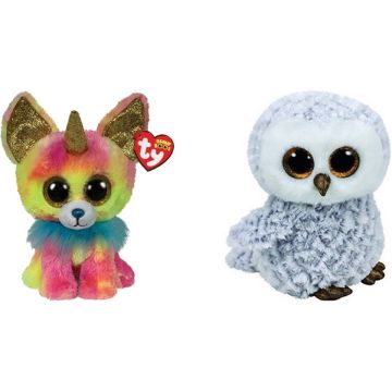 Ty - Knuffel - Beanie Boo's - Yips Chihuahua &amp; Owlette Owl