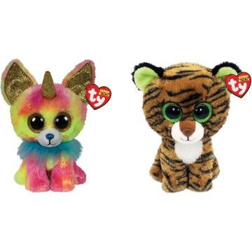 Ty - Knuffel - Beanie Boo's - Yips Chihuahua &amp; Tiggy Tiger